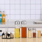 Classic set of glass spice containers for dining table