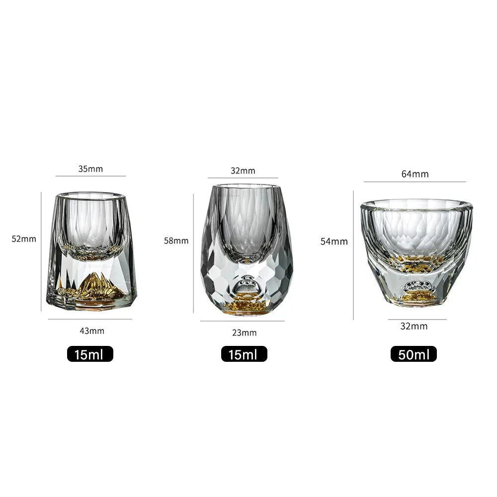Crystal Glass Whiskey Glasses Bar Liqueur Sphere Cups Sake and Shochu Double-Walled Thick Bottoms Small Capacity Tea Cups