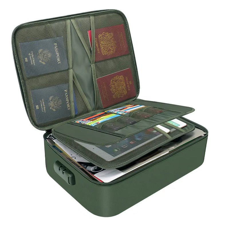 Fireproof and Waterproof Document Organizer Bag – Portable Protective Storage for Travel and Home Security