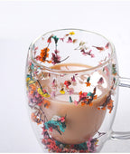 Double-walled dried flower glass cup