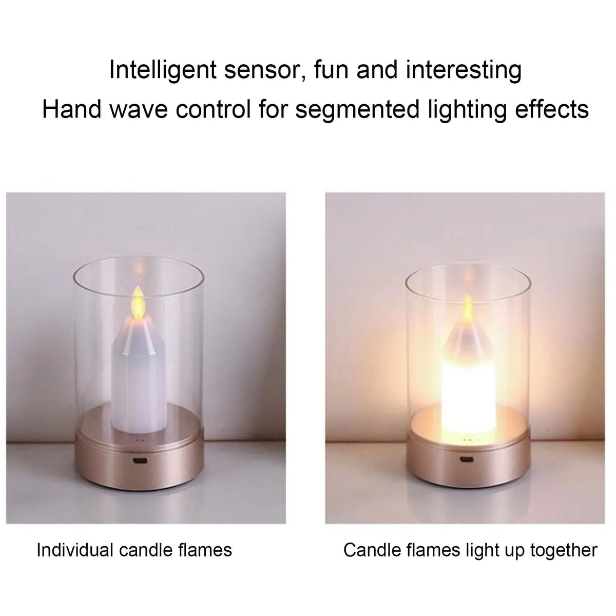 AuraFlame LED Candle | Gesture Control & Stepless Dimmable | USB Rechargeable | Warm Light 2400K | 8.5 × 8.5 × 13 cm