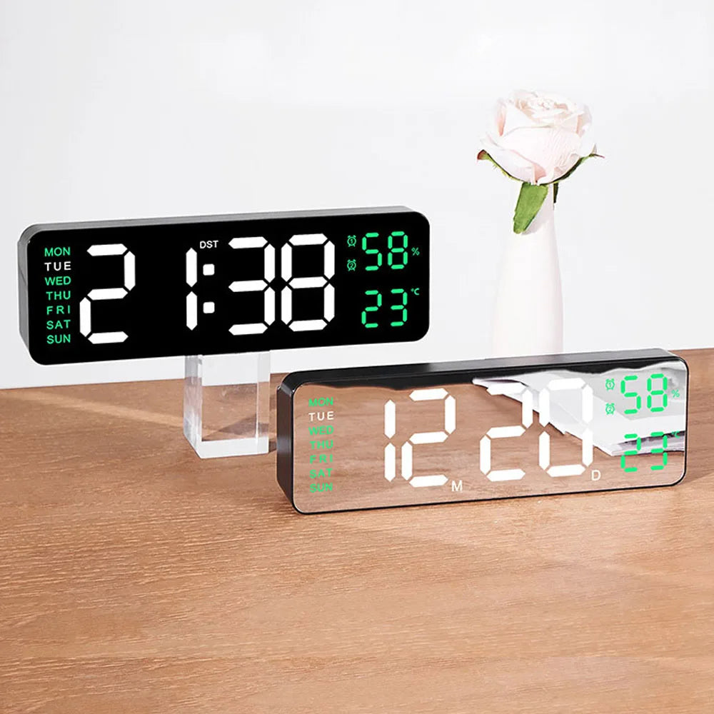 TimeGlow Clock - Slim Digital Alarm Clock with Temperature & Calendar