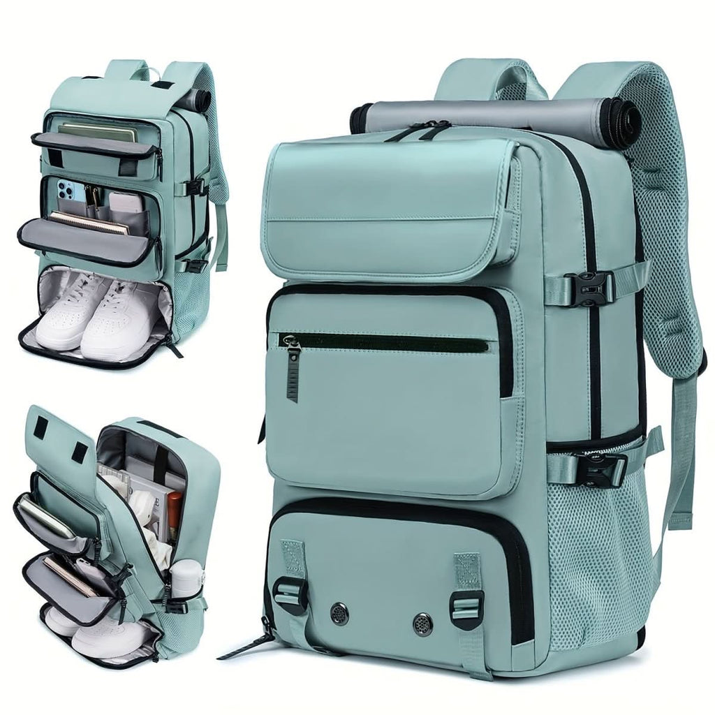 Large waterproof travel backpack with USB port