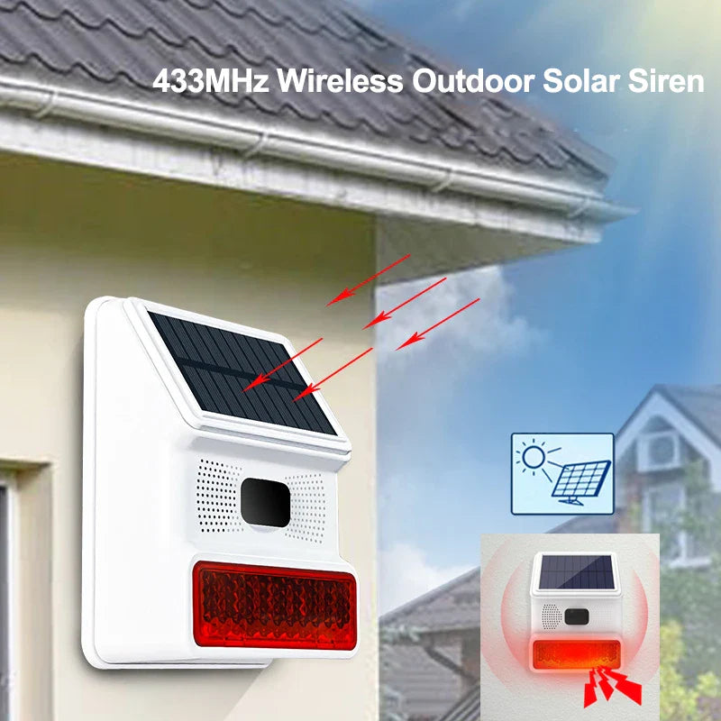Solar-External Siren Securon 433S | 433 MHz Wireless Alarm Module with Light & Sound | For GSM/WiFi Alarm Systems | Solar Powered & Weatherproof