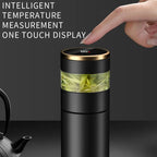 ThermoBrew | Insulated bottle with LED temperature display & tea strainer | 450 ml | Stainless steel 304 | Black
