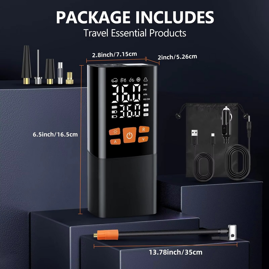 Portable Tire Inflator Air Compressor, 180 PSI Rechargeable Pump with 25000mAh Battery
