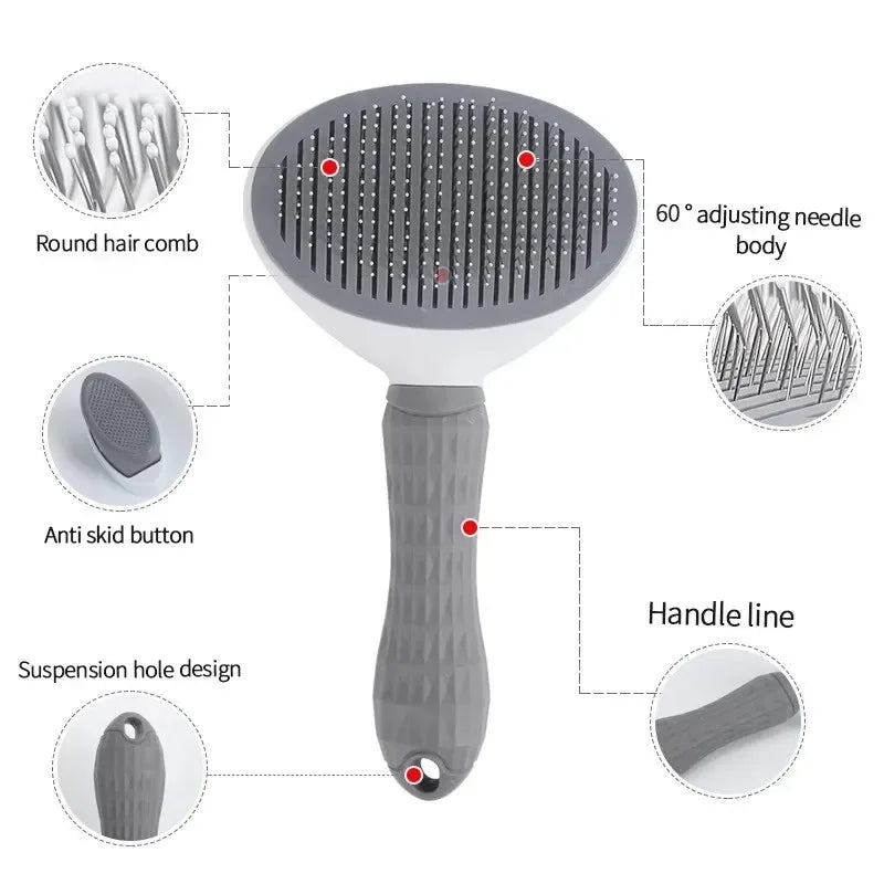 FellFreund Fur Brush for Dogs & Cats | Self-Cleaning | Gentle Grooming & Hair Removal