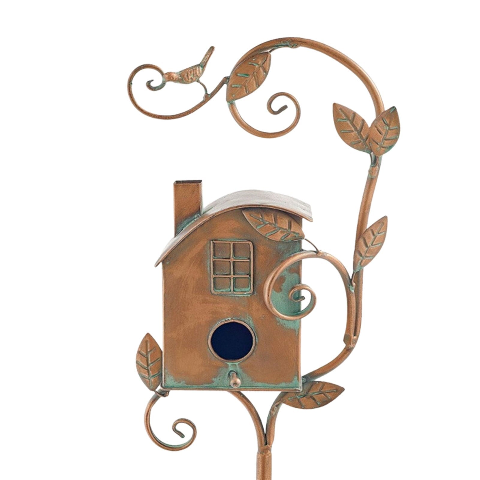 Metal art birdhouse garden stake - Talart