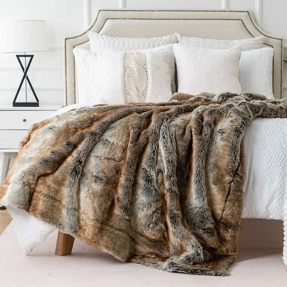 Luxury Faux Fur Blanket | Soft & Warm | Winter Throw | For Sofa & Bedroom