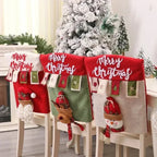 Christmas chair cover MerrySeat | Santa, Snowman & Reindeer Design | Fabric chair cover | Reusable decoration for Christmas