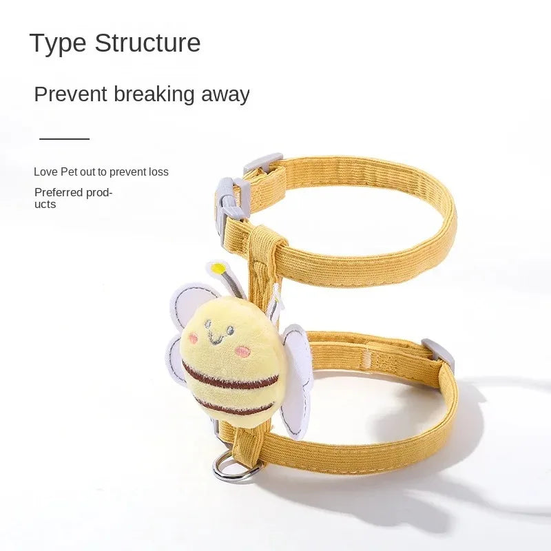 BeeWalk | Adjustable Harness Set with Leash & Collar | Double Layer Design in Cartoon Bee Look | For Cats & Small Dogs