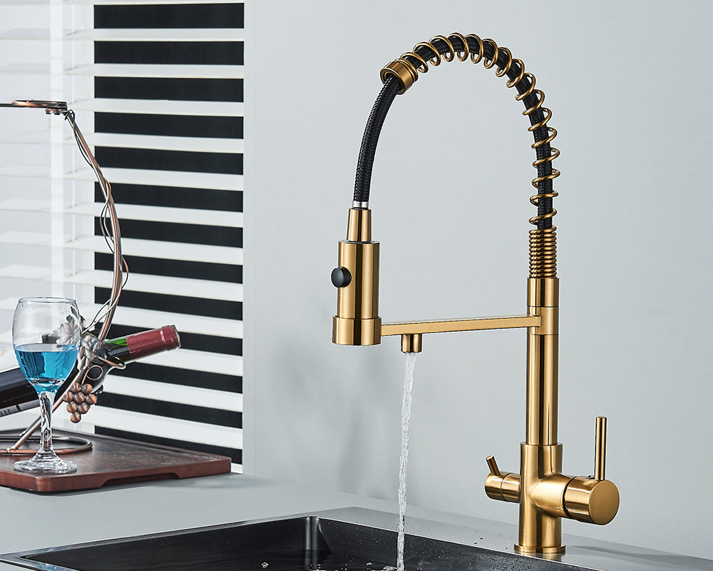 Sandsberg Black Filter Kitchen Faucet with Dual Outlet – Mixing Tap with Water Filter for Kitchens, Water Treatment and Cleaning