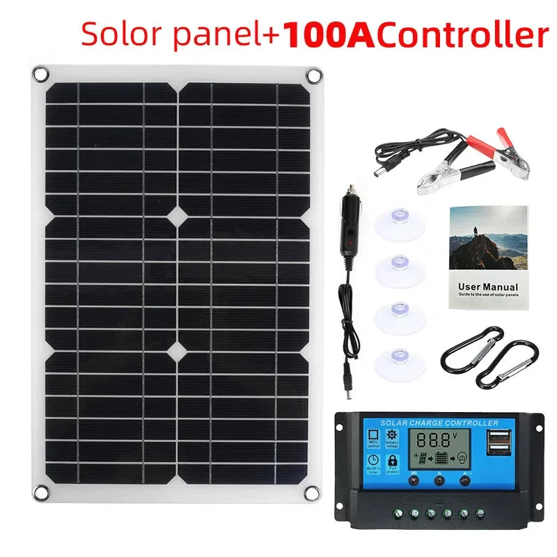 SolaVibe Solar Panel 1200W | Flexible 12V Charging Panel | 2x USB & 100A Charge Controller | Outdoor Camping