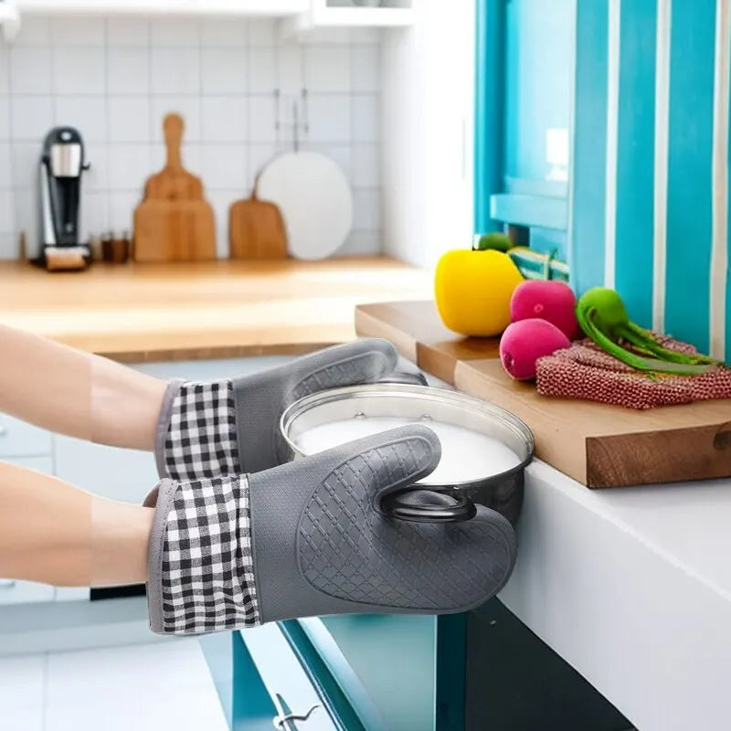 ThermoGrip Silicone Kitchen Glove | Heat Resistant up to 250 °C | Non-Slip & Extended | Anti-Scald Protection for Oven & Grill