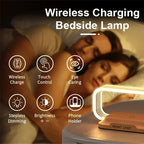 LumiCharge Touch | LED Table Lamp with Wireless Charger | Dimmable & Touch Control | Qi Fast Charging Function | Wood Look