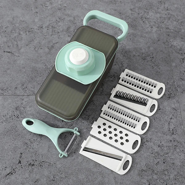 SchnippelMeister Vegetable Cutter 5-in-1 | Multi Cutter with Collection Container | Grater, Slicer & Dicer | BPA-free & Dishwasher Safe | 27×11×10 cm