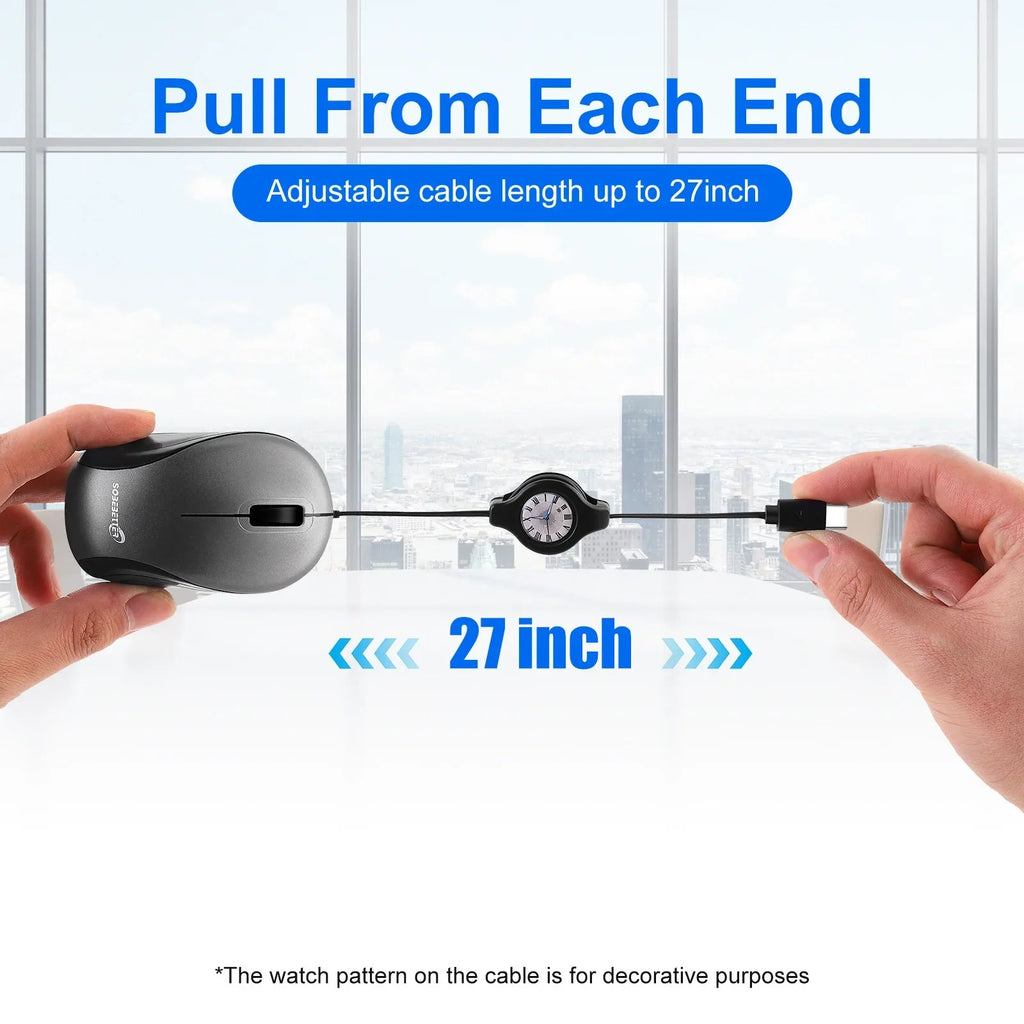 Portable USB Type C Retractable Mouse