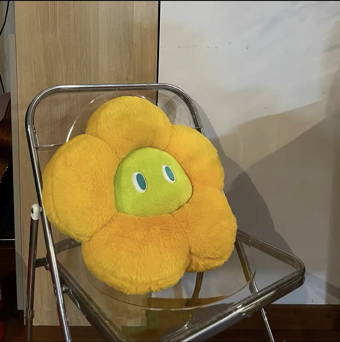 Fluffy Flower Cushion with Eyes