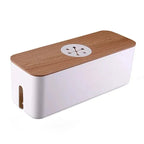 Cable Box OrgaWood | Desk Organizer made of Wood & Plastic | For Chargers, Cables & Accessories | 29.5×11.4×11 cm
