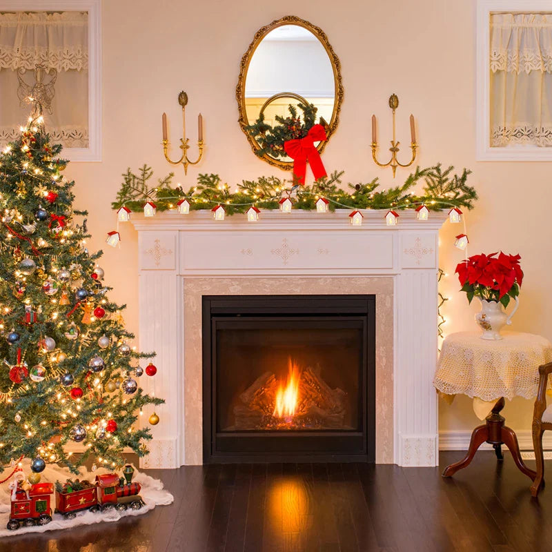LED Christmas Houses Made of Wood with Festive Lighting