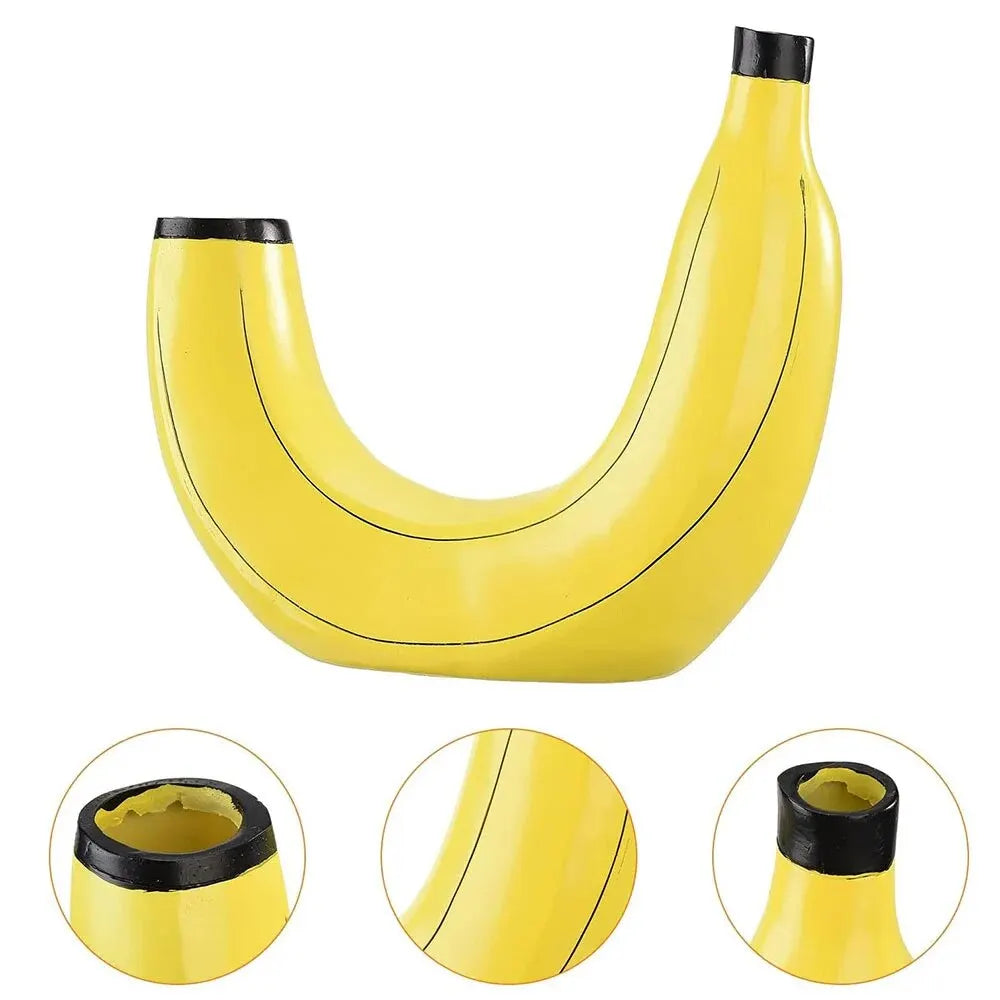Banana vase, flower vase made of resin, cute banana shape, decorative tabletop vase for flower arrangements, living room, bedroom, home decoration