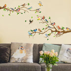 Yunavi Wall Sticker Set Bird & Leaves in Vintage Style | 3D Effect | 4-piece | PVC | 25x35 cm per sheet