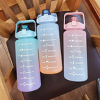 Outdoor 68oz Large Capacity Leakproof Water Bottle with Straw and Time Marker