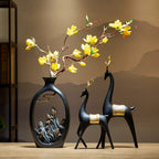 TranquilPeak – Artistic Ceramic Mountain Landscape Vase | Elegant Black Interior Decor