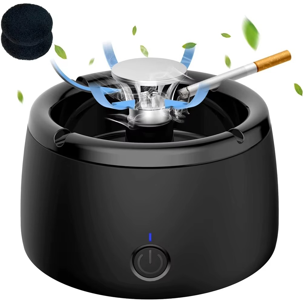 Rechargeable Smokeless Ashtray for Home, Office, Car or Outdoor Use – Black