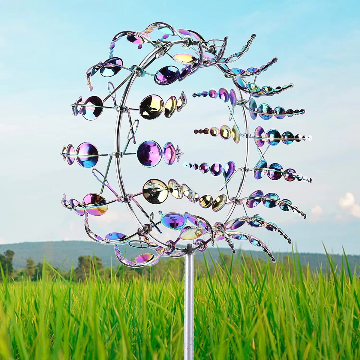 Enchanting Solar-Powered 3D Kinetic Wind Sculpture for Gardens