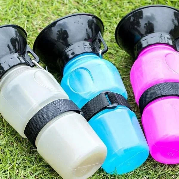 Dog Water Bottle HydroPaws | 2-in-1 with Bowl | Leak-proof & Portable | 500ml | Blue, Pink, Grey