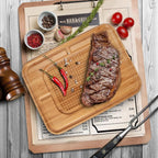 Bamboo cutting board with groove and anti-slip feature