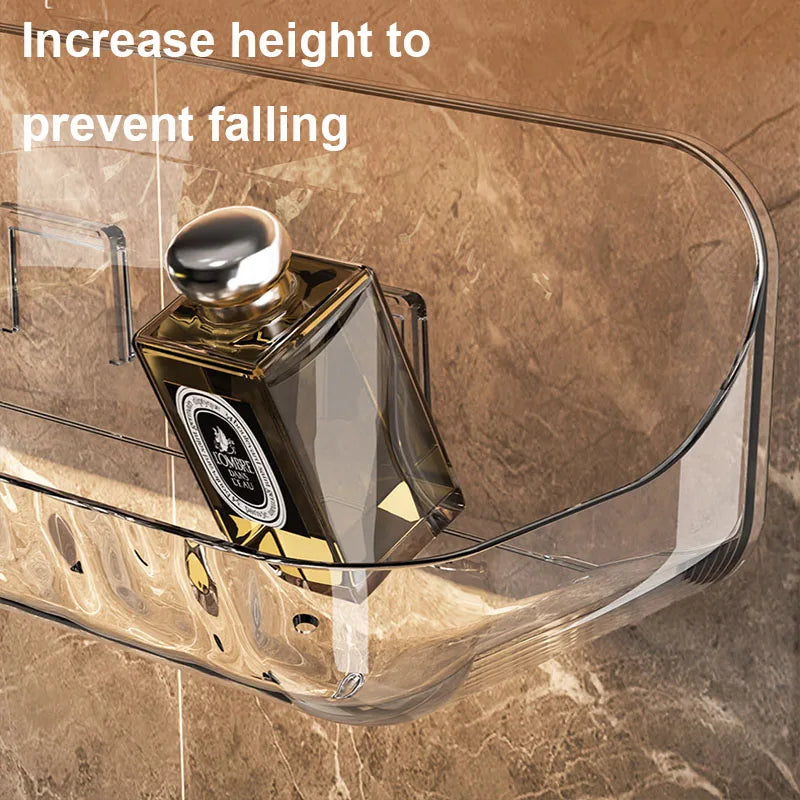 Transvia Wall Shelf | Transparent & Adhesive | Residue-Free | For Bathroom, Kitchen & More
