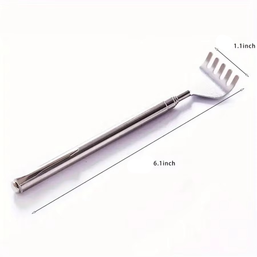Deluxe Silver Telescopic Back Scratcher, Extendable and Portable Relief Tool