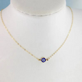 Blue Evil Eye Clavicle Necklace in Stainless Steel