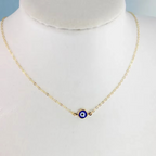 Blue Evil Eye Clavicle Necklace in Stainless Steel