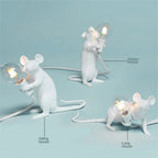 Modern LED Animal Table Lamps: Resin Rat, Cat, and Squirrel Night Lights