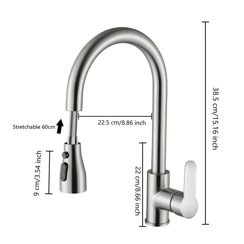 Kitchen faucet with pull-out spout – Brushed Nickel