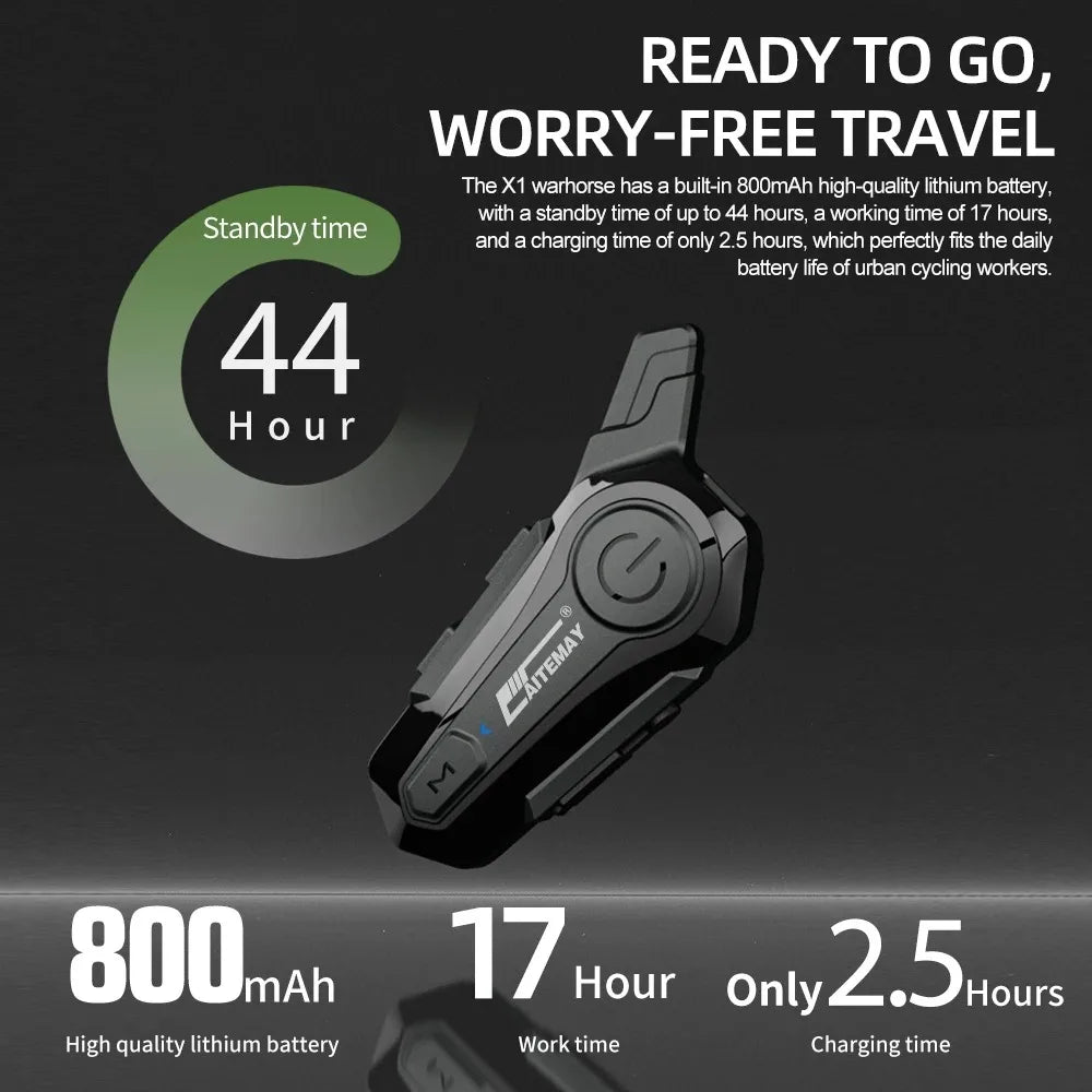 Bluetooth Motorcycle Helmet Intercom Headset with 1000m Range & IPX6 Waterproof – RoadComm