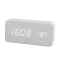 Minimalist LED wooden clock with temperature display, wireless charging function and digital time display – Ideal for bedroom and office