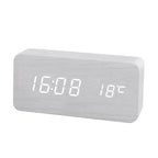 Minimalist LED wooden clock with temperature display, wireless charging function and digital time display – Ideal for bedroom and office