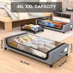 Under-bed storage stackable rolling box organizer