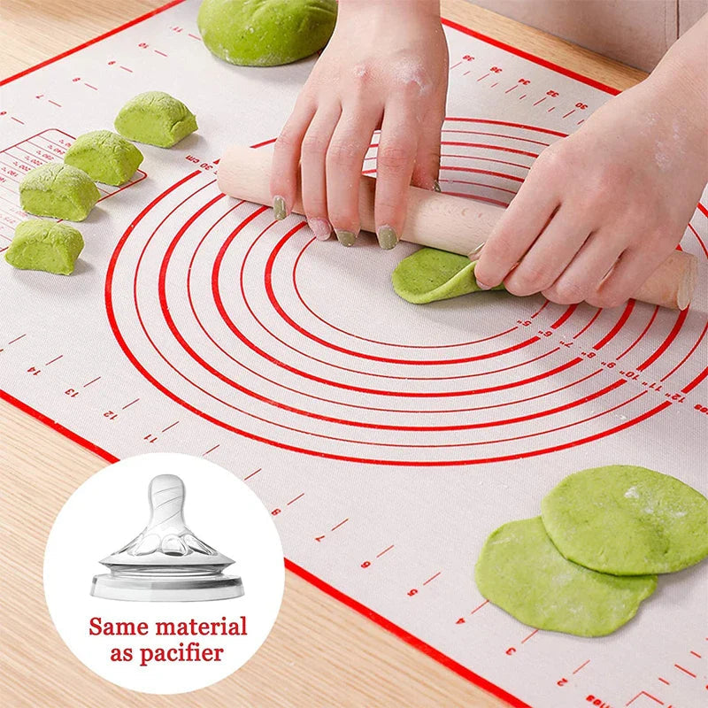 BakeFlex Silicone Baking Mat | Extra Thick & Non-Stick | With Measuring Scale | Perfect for Rolling Out Dough, Fondant & Pastry