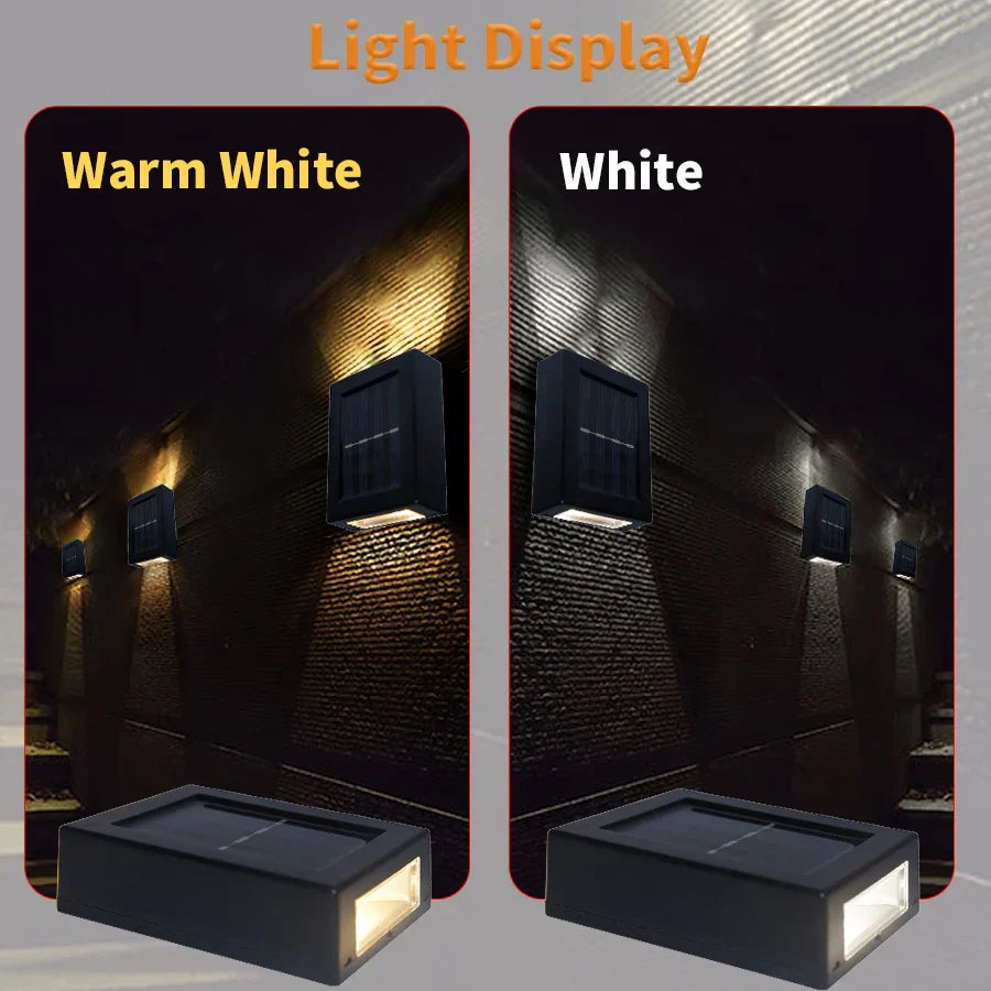 Waterproof LED Solar Wall Light: Up and down light for balcony, garden, street and landscape