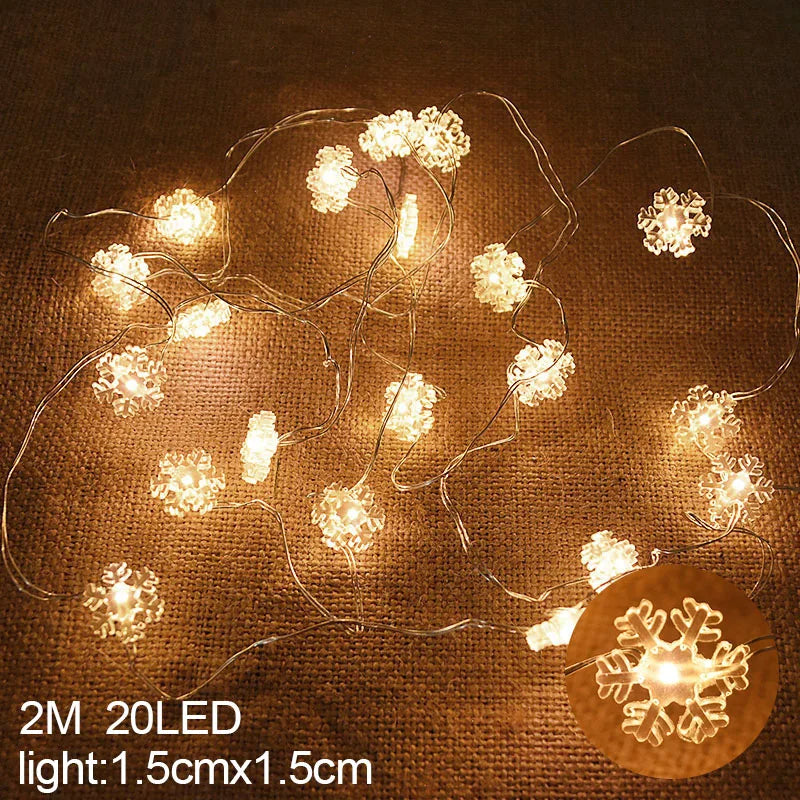 LED String Lights Christmas | 2 m | 20 LEDs with Santa & Snowflakes | Battery Operated | Nordivelle