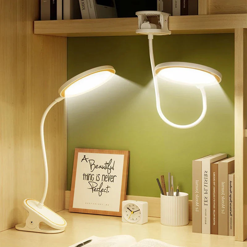 ClipLuma LED Table Lamp | USB Rechargeable | 3 Brightness Levels | Eye-Friendly | With Clip Mount