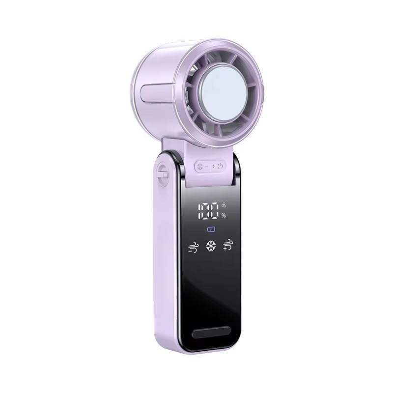 Foldable Turbine Handheld Fan with Integrated Ice Pack