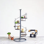 Elegant spiral-shaped plant stand for balcony and garden arrangements