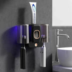 UV Toothbrush Holder PureBrush UV | Sterilization with UV Light | Automatic Toothpaste Dispenser | Wall Mounting Without Drilling
