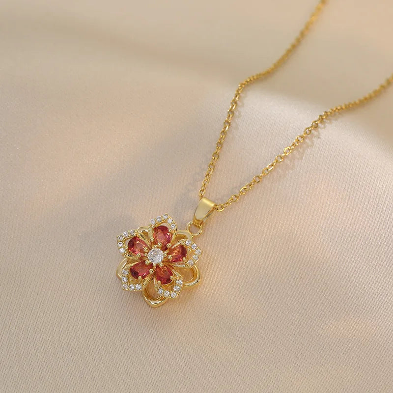 Rotating Flower Necklace